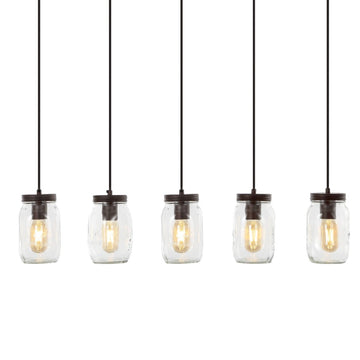 Gaines 5.5" Farmhouse Industrial Iron Mason Jar LED Pendant - JONATHAN Y